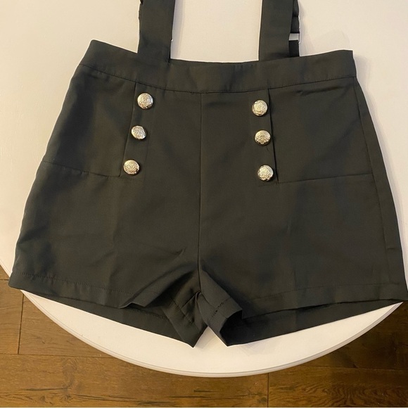 Black Short Overalls with Silver Buttons - Picture 6 of 8